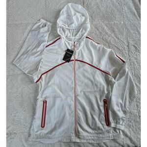 NWT Korsa Accelerate Windbreaker Roadrunner Size X-Large White /Red/Peach Trim